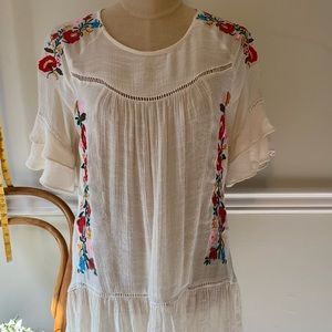 Umgee Embroidered Floral Flowy Top